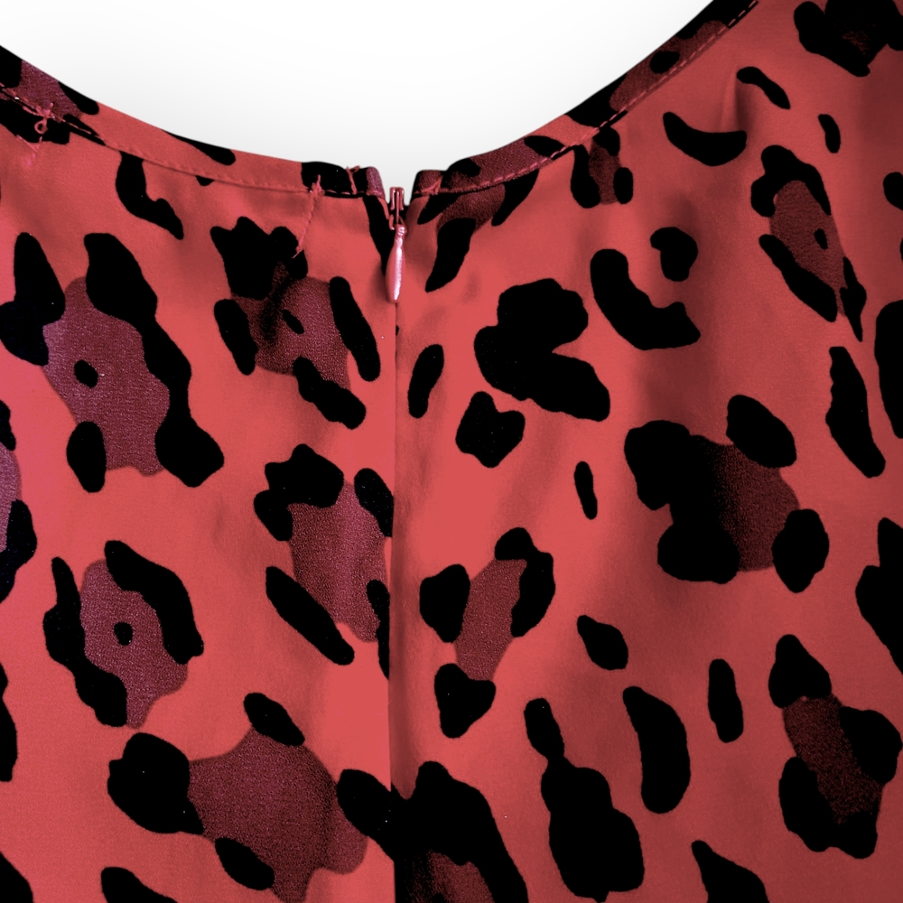 Red Animal Print Wrap Blouse - Picture 5 of 8